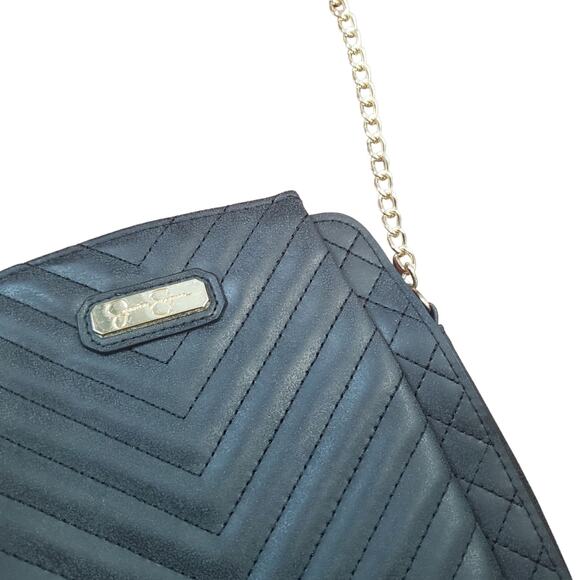 Jessica Simpson Black Quilted Crossbody Purse with Gold Chain Hardware Bag - Picture 4 of 13